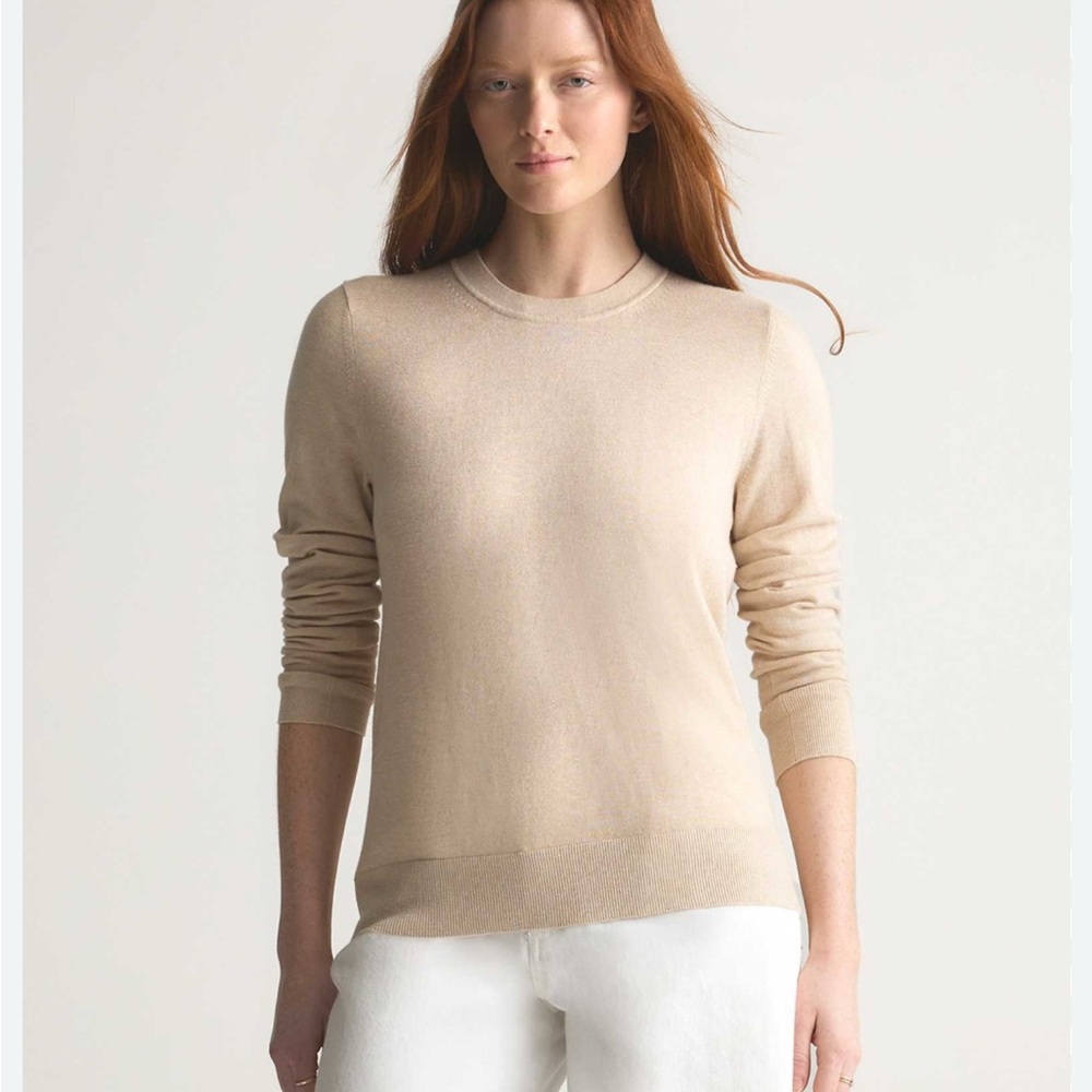 Quince Cotton Cashmere Lightweight Tan Sweater S